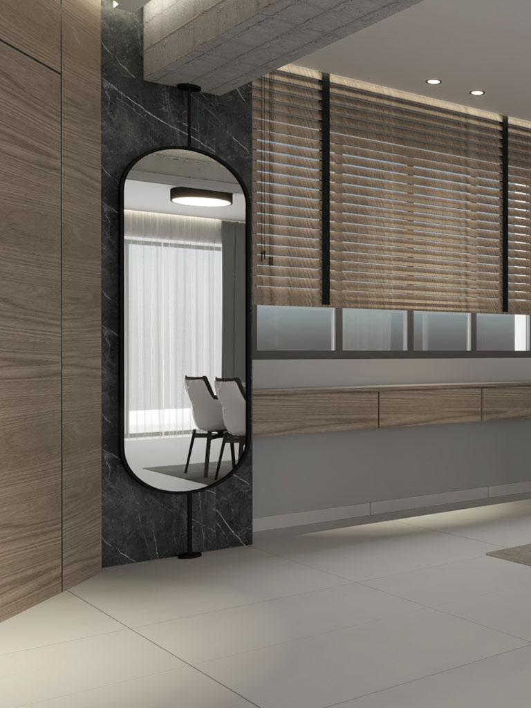 Dining Room detail - Mirror - LEKOS HOUSE - The Glass House - Interior Design by Vaggelis Bakas