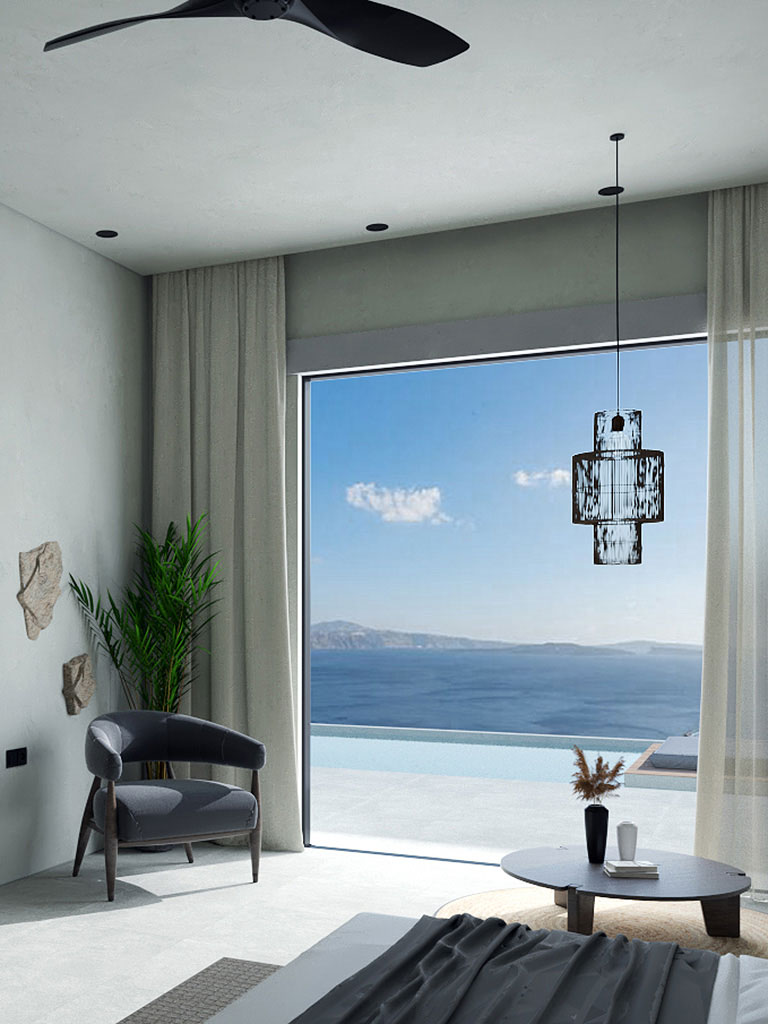 Bedroom, Resting chair - Villa Mykonos - Interior Design by Vaggelis Bakas